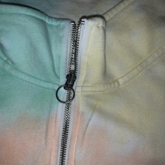 NEW VS PINK Pastel Tie Dye Quarter Zip Logo Varsity Sweatshirt. - Picture 11 of 11